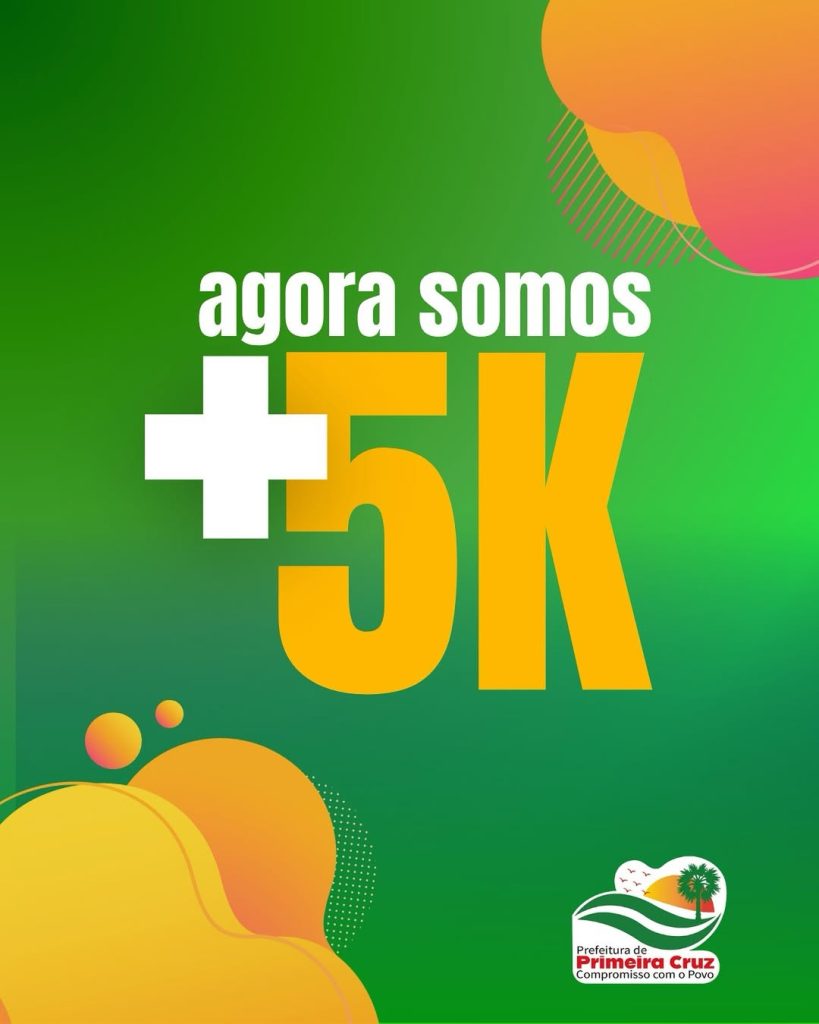 Somos 5 mil seguidores nas redes sociais