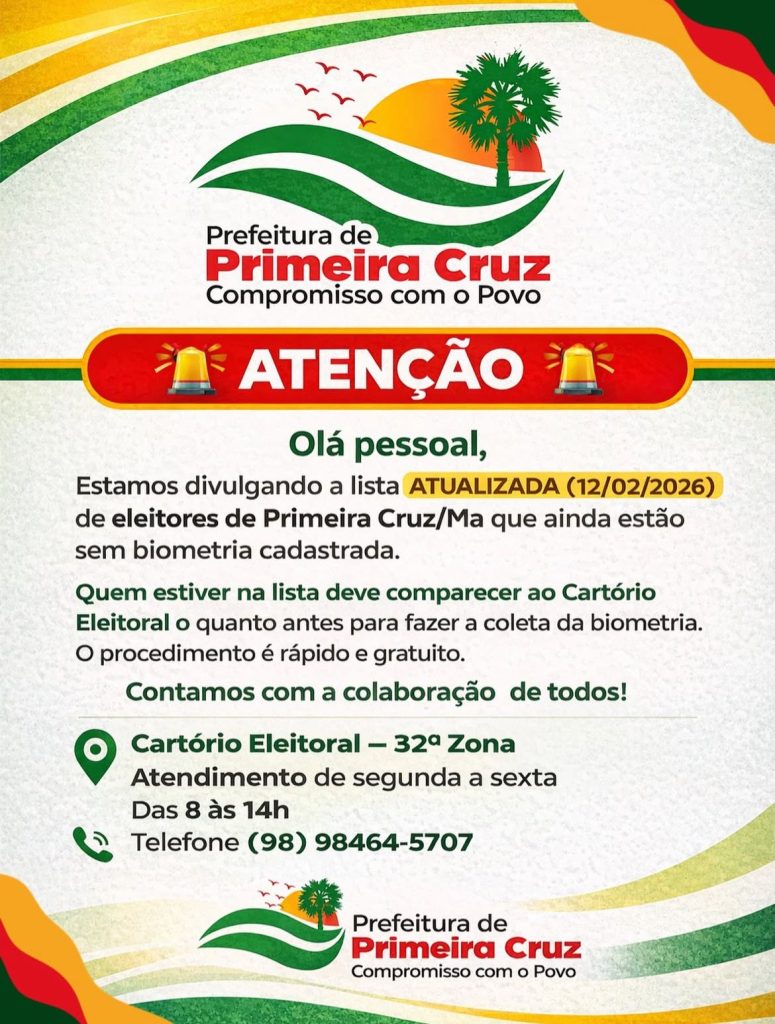 Prefeitura alerta eleitores sobre atualização da biometria na 32ª Zona Eleitoral